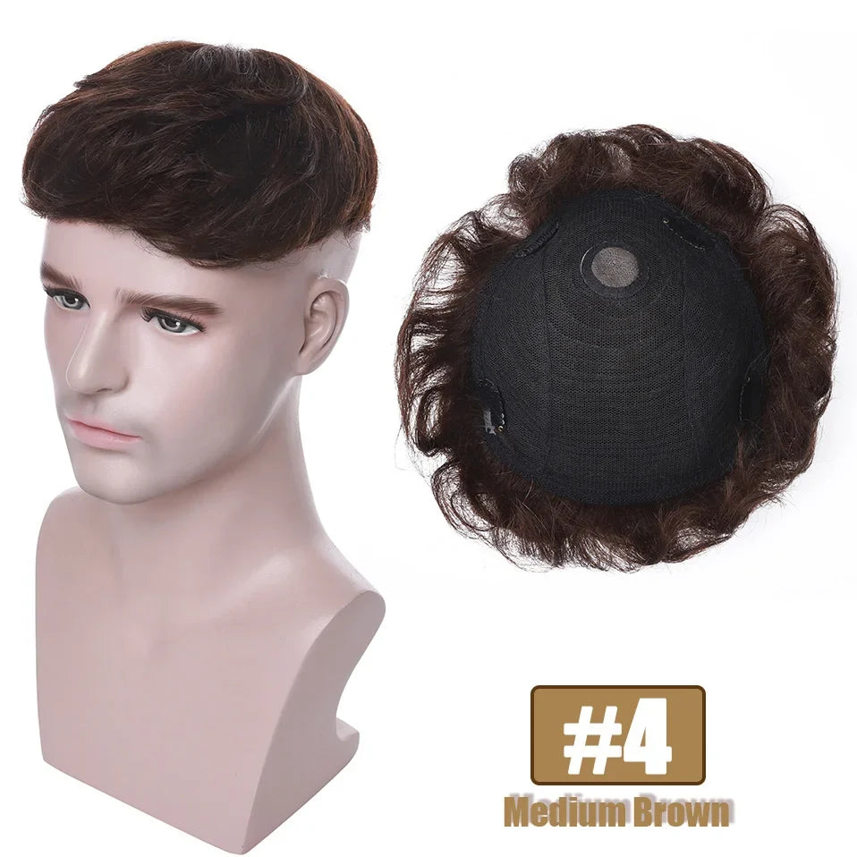 S-noilite 16x19cm 35g Men Toupee Human Hair Replacement System Hair Toppers Hairpiece 4Inch Hair Wig Men Clip In Hair Extensions
