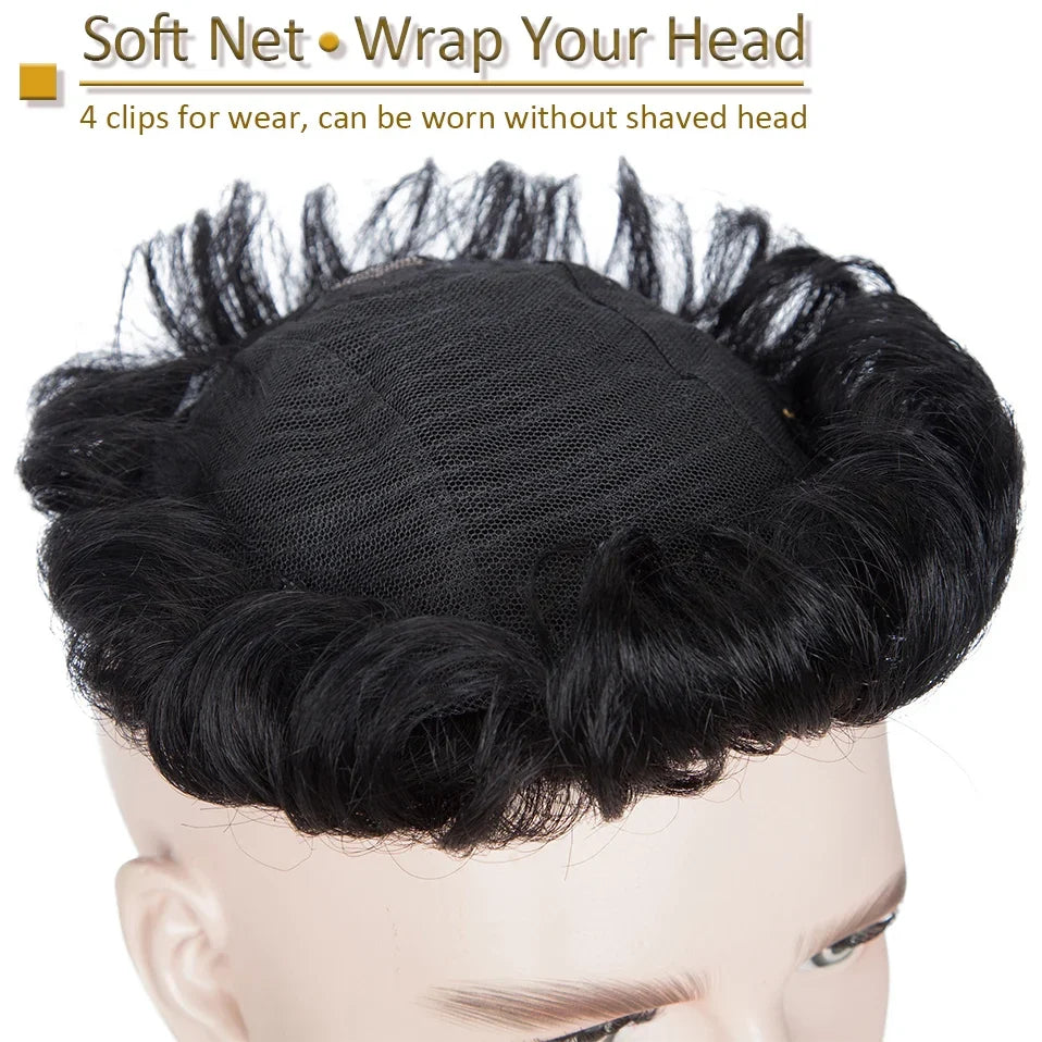 S-noilite 16x19cm 35g Men Toupee Human Hair Replacement System Hair Toppers Hairpiece 4Inch Hair Wig Men Clip In Hair Extensions