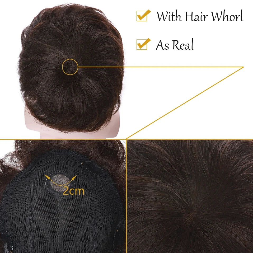 S-noilite 16x19cm 35g Men Toupee Human Hair Replacement System Hair Toppers Hairpiece 4Inch Hair Wig Men Clip In Hair Extensions