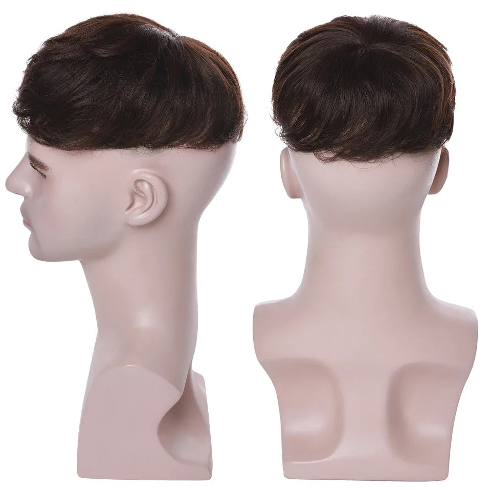 S-noilite 16x19cm 35g Men Toupee Human Hair Replacement System Hair Toppers Hairpiece 4Inch Hair Wig Men Clip In Hair Extensions