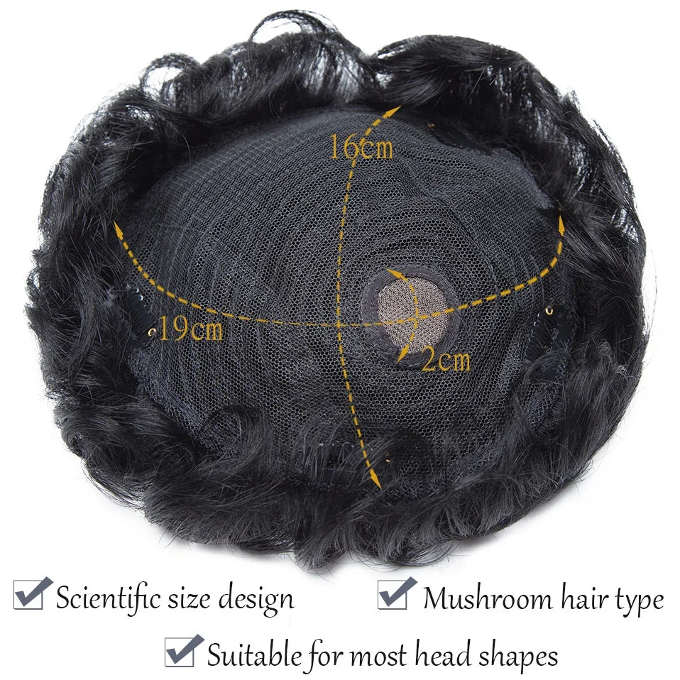 S-noilite 16x19cm 35g Men Toupee Human Hair Replacement System Hair Toppers Hairpiece 4Inch Hair Wig Men Clip In Hair Extensions