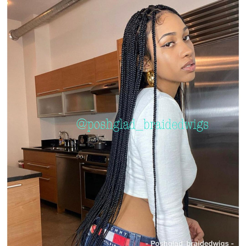 Shade Knotless Braid Wig, Full Lace, Color 1, Glueless, Scalp-Looking (Erica)