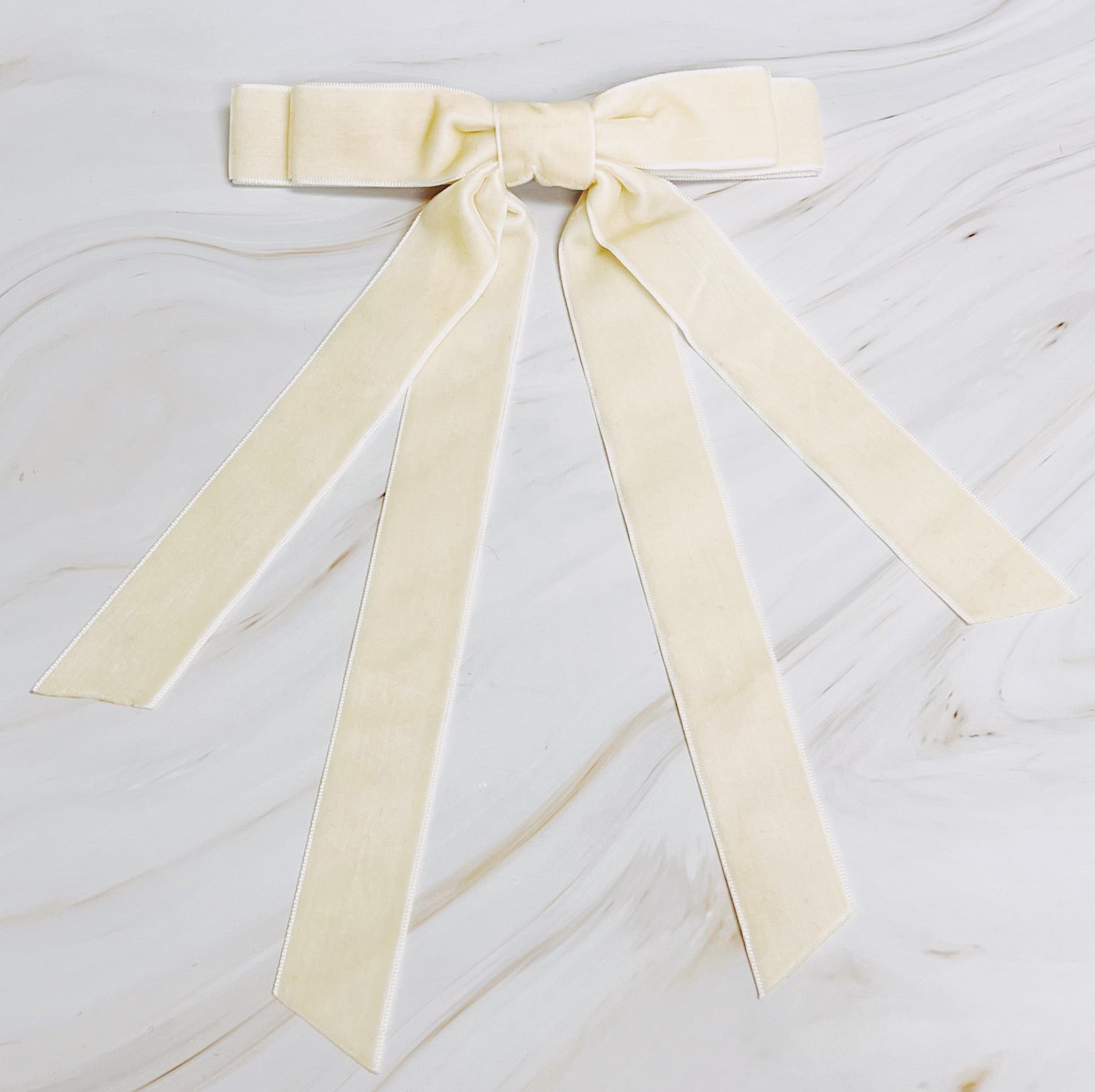 Double Bow Double Sash Velvet Hair Clip