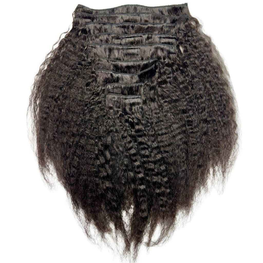 Kinky Straight Clip-In 100% Human Hair Extensions