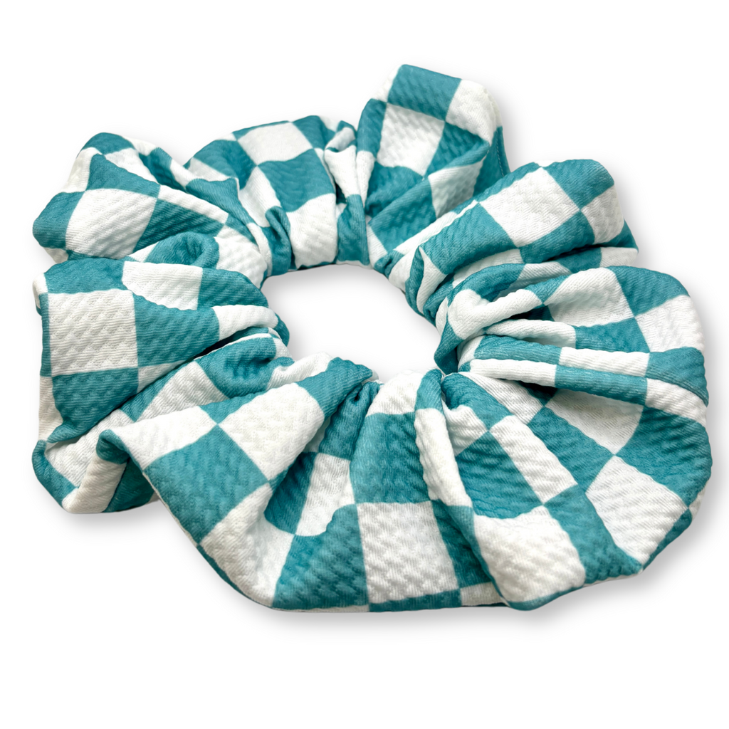 Blue Checkered Bullet Scrunchie