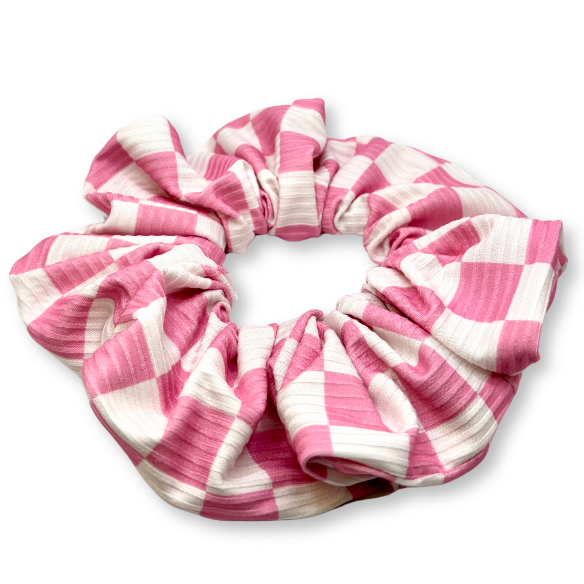 Pink Checkered Summer Scrunchie