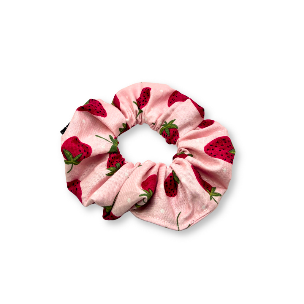 Mini Pink Strawberry Summer Scrunchie