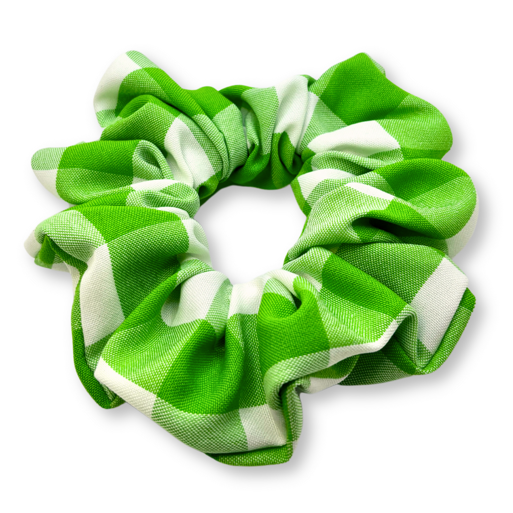 Green Gingham Summer Scrunchie
