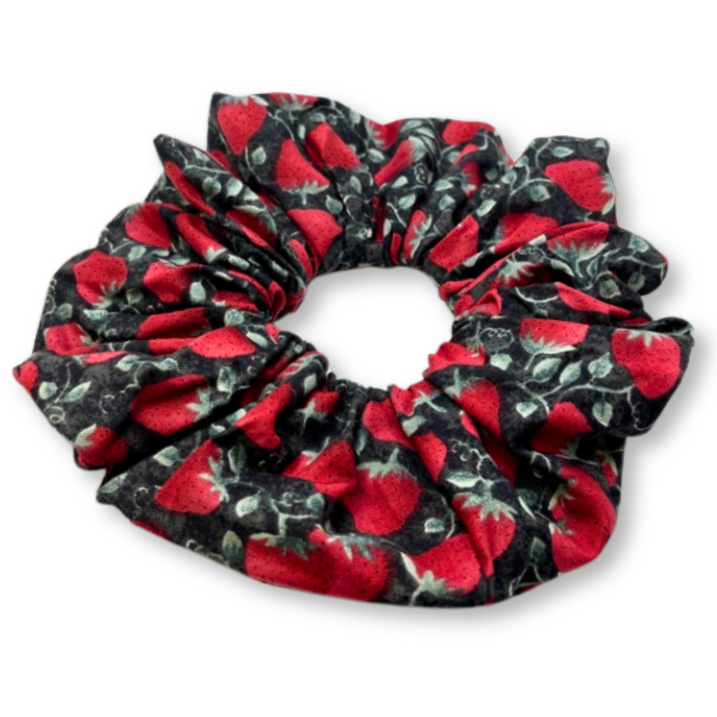 Black Strawberry Vine Scrunchie