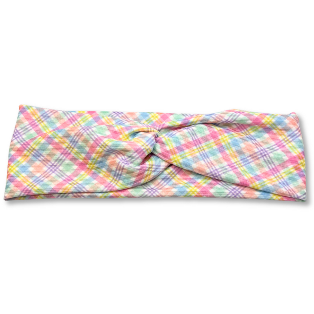Easter Plaid Ribbed Twist Knot Headband