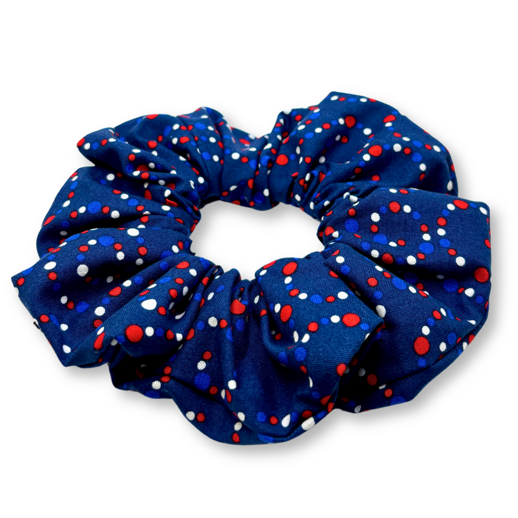 Navy Patriotic Dotted Scrunchie