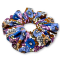 Blue & Brown Floral Scrunchie