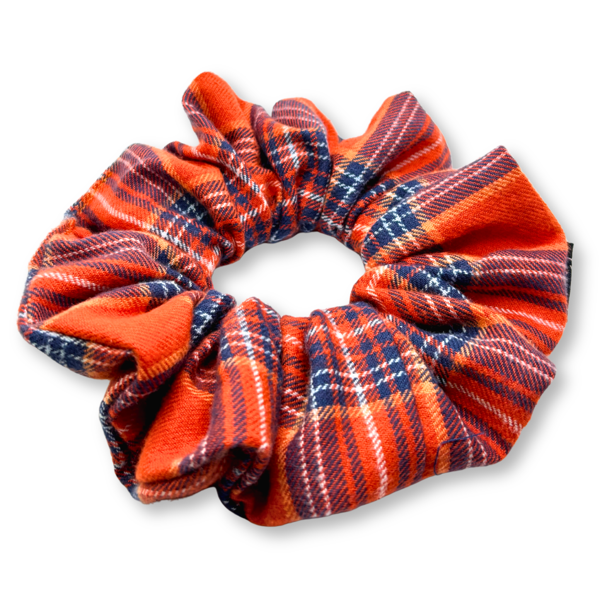 Orange & Navy Fall Plaid Scrunchie
