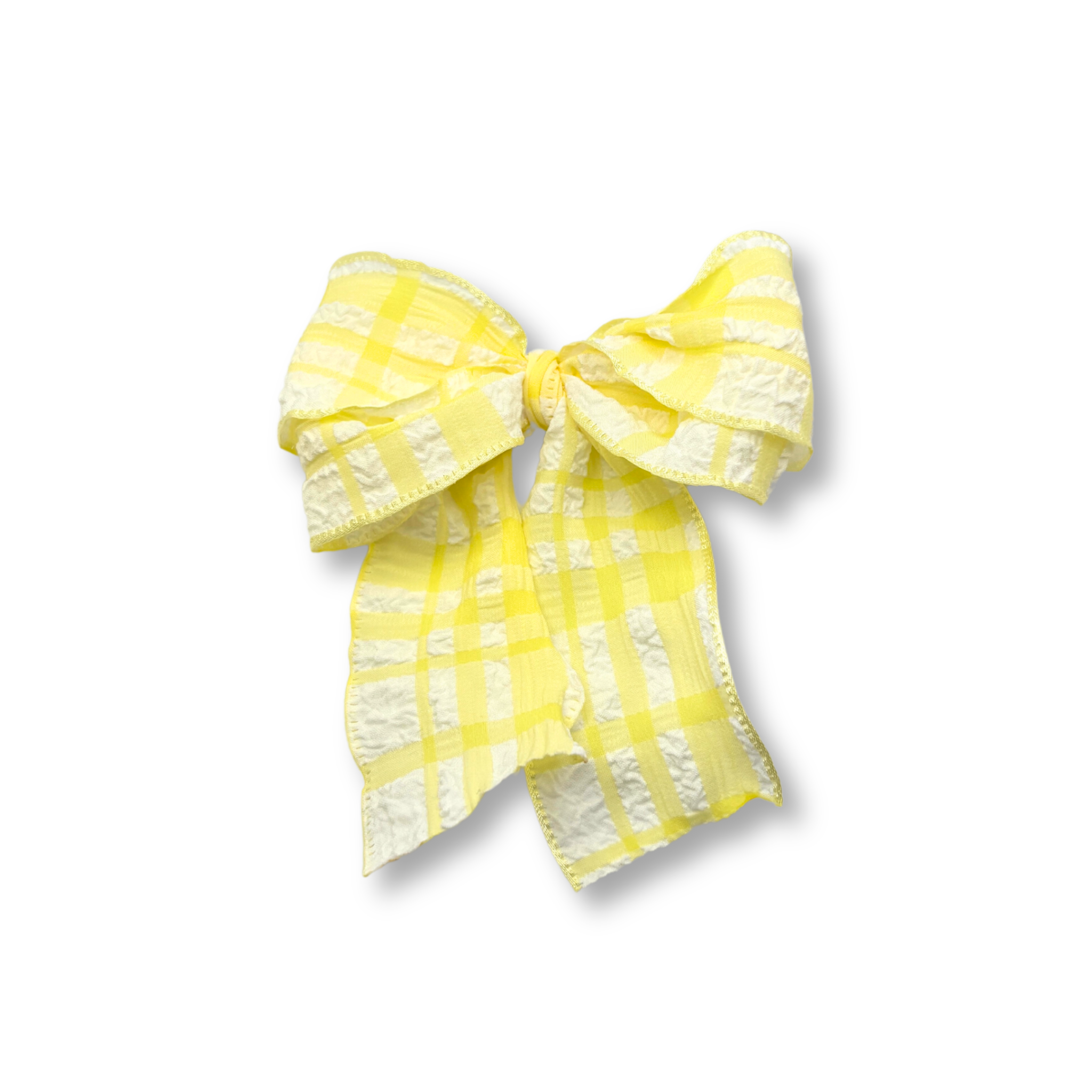 Yellow Gingham Spring Double Bow