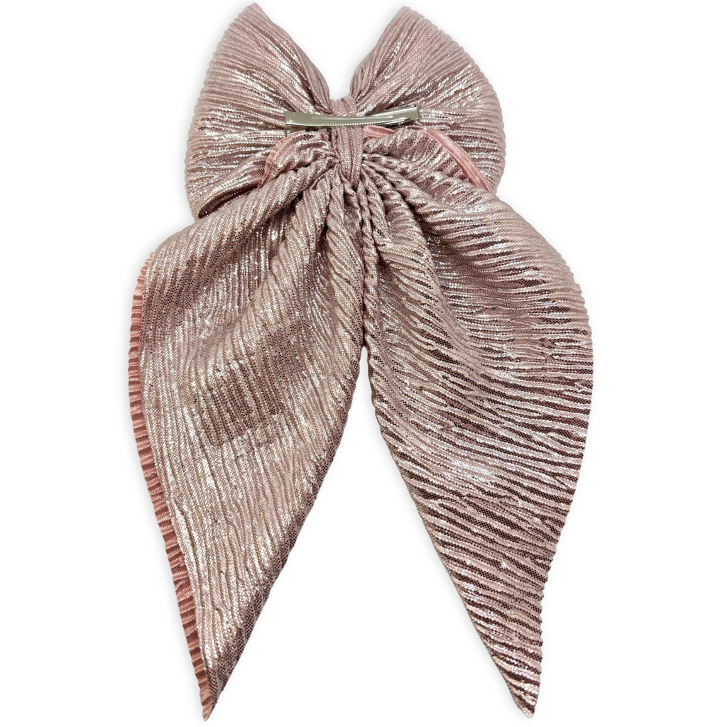 Pink Pleated Long Tail Bow