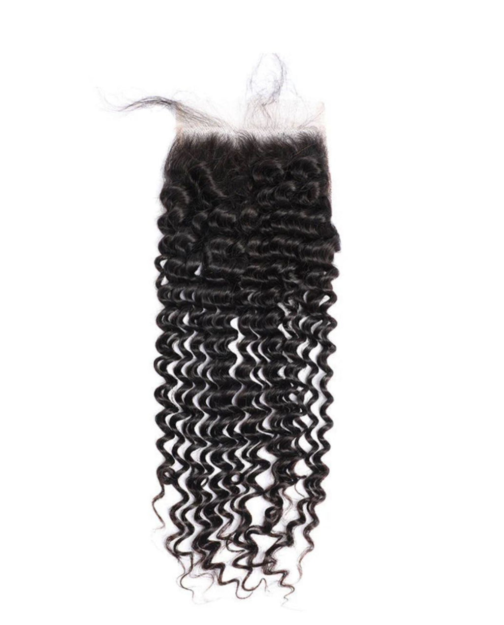 Curly hair extension with a lace closure piece partial wig on a white background. Italian Curl – 5x5 HD Lace Closure