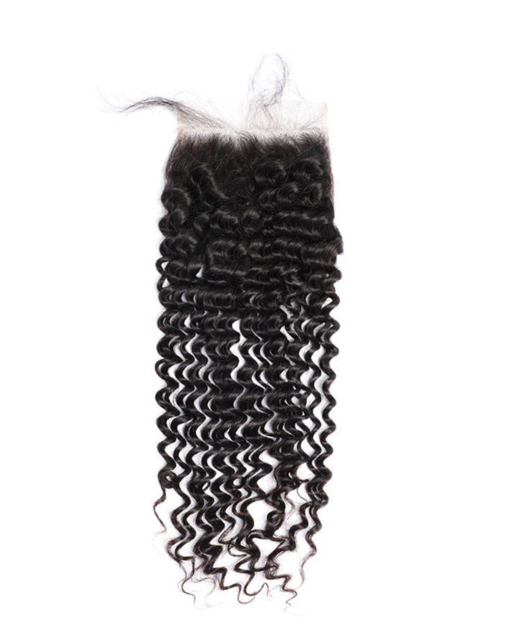Curly hair extension with a lace closure piece partial wig on a white background. Italian Curl – 5x5 HD Lace Closure