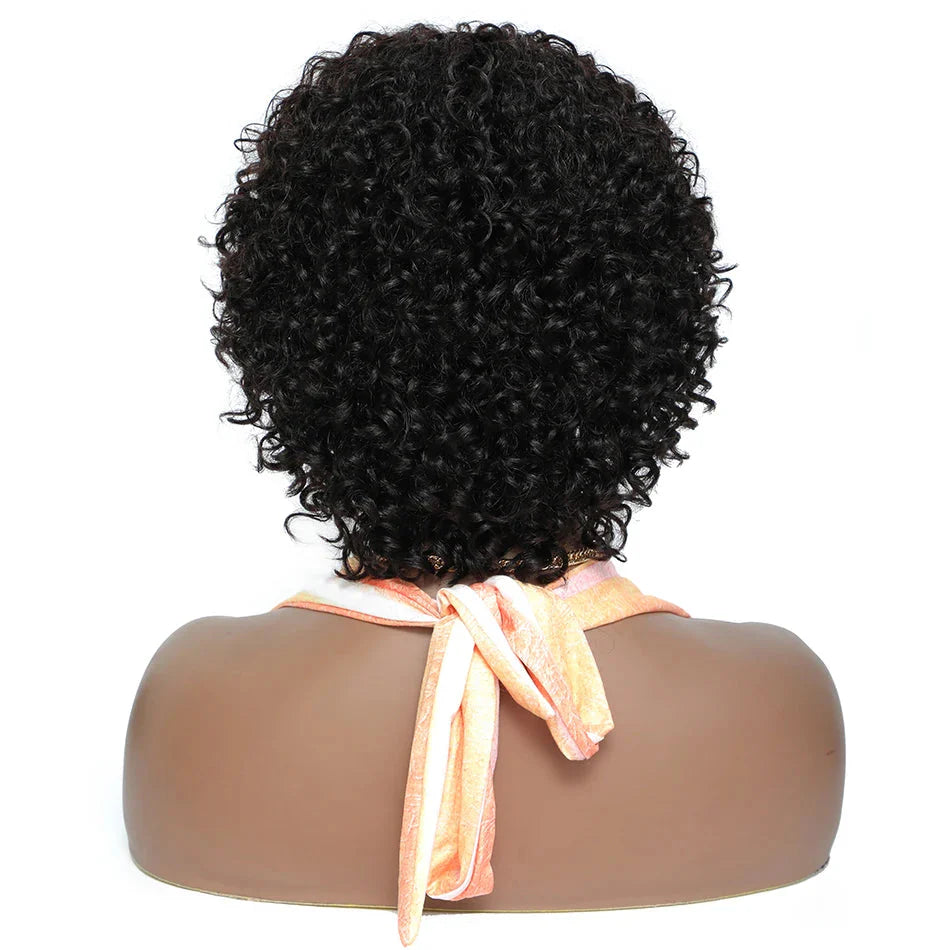 Pixie Cut Afro Kinky Curly Human Hair Bob Wig | Full Machine Made Glueless Remy

Embrace a vibrant and natural look with our Pixie Cut Afro Kinky Curly Human Hair Bob Wig. This stunning wig features a lively Jerry Curl texture that perfectly mimics a voluminous afro kinky curly style, designed to enhance your natural beauty. Crafted from premium Remy Brazilian human hair, it offers an incredibly soft touch, natural movement, and a realistic feel.