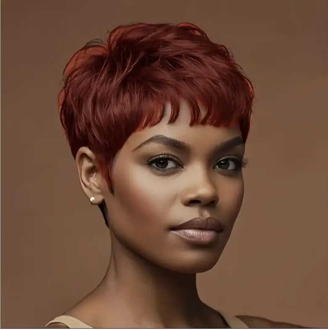Synthetic short black hair wig Pixie cut wig for Bangs short Fak wig for women party wig short hair*China