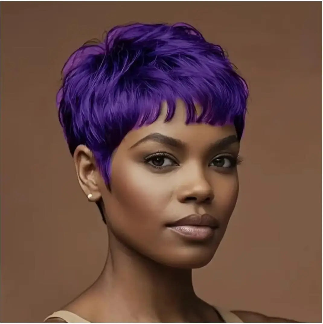 Synthetic short black hair wig Pixie cut wig for Bangs short Fak wig for women party wig short hair*China