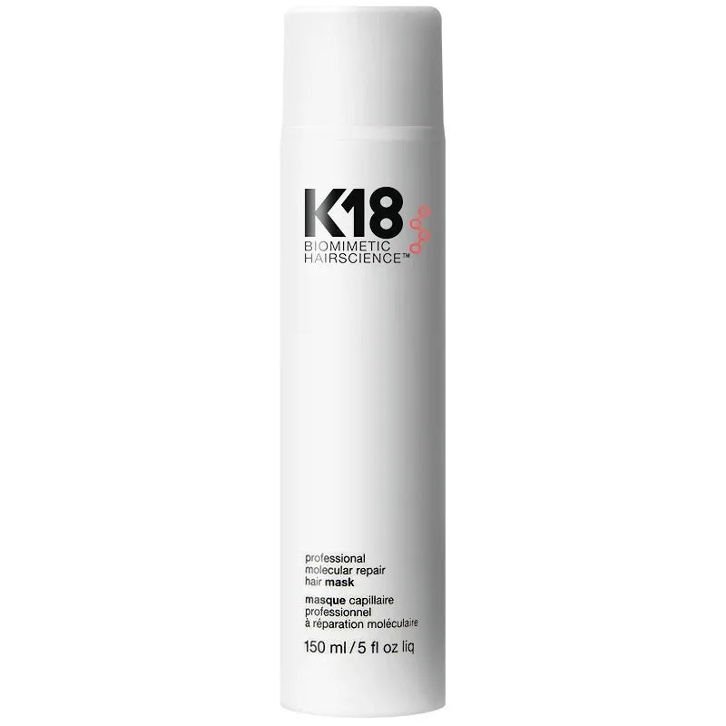 K18 hair mask bottle on a white background
