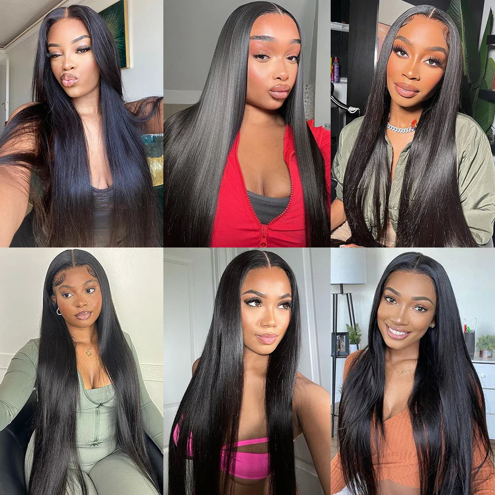 Pre Cut No Glue Bone Straight Glueless Wigs Human Hair For Women Brazilian Glueless Wig Human Hair Ready To Wear Preplucked 200%