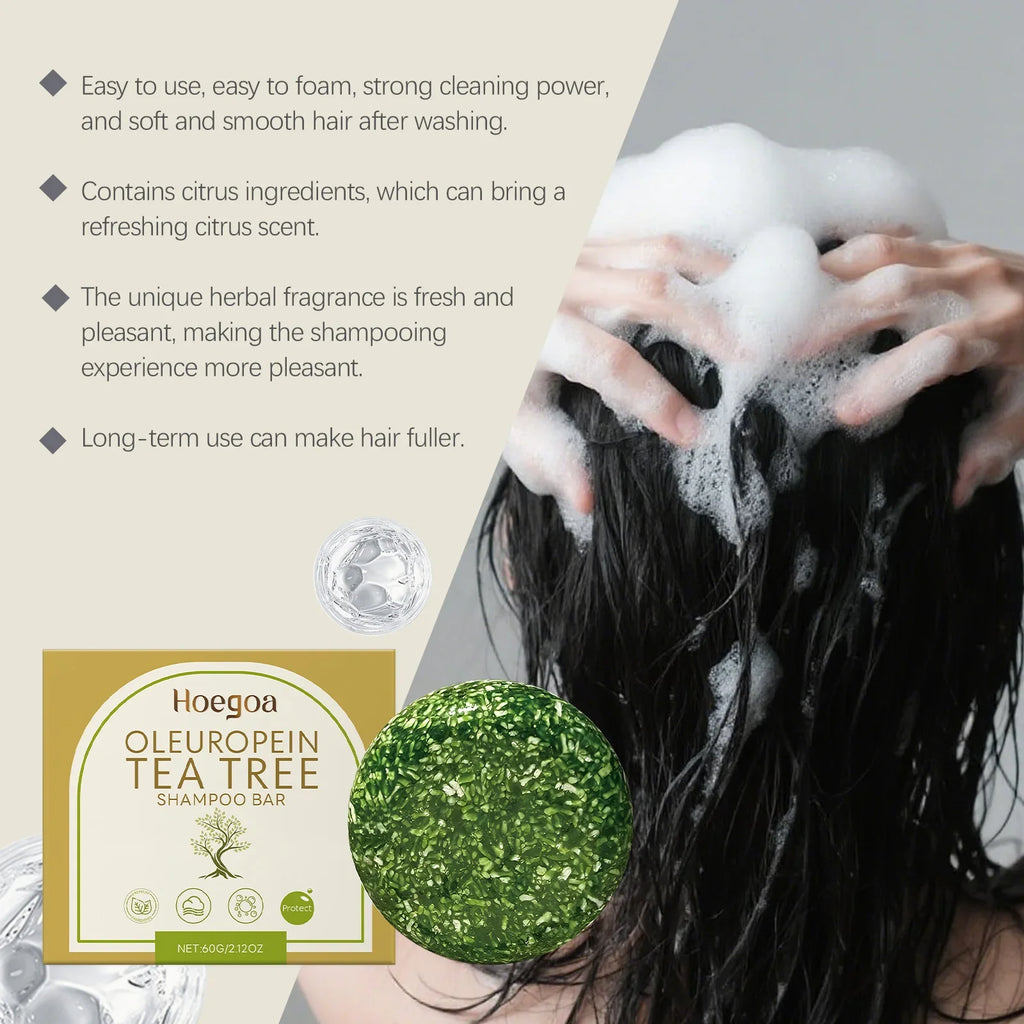Herbal Dandruff Removal Shampoo Bar Mild Tea Tree Oil Essence Oil Control Scalp Cleansing Hair Care Soap Hair Damaged Repairing