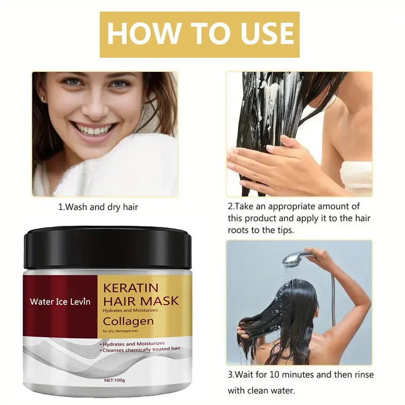 Collagen Keratin Hair Mask Dual Oil Control Moisturizer Conditioner Soft Smooth Frizz Damaged Repair Revitalize Hair Care