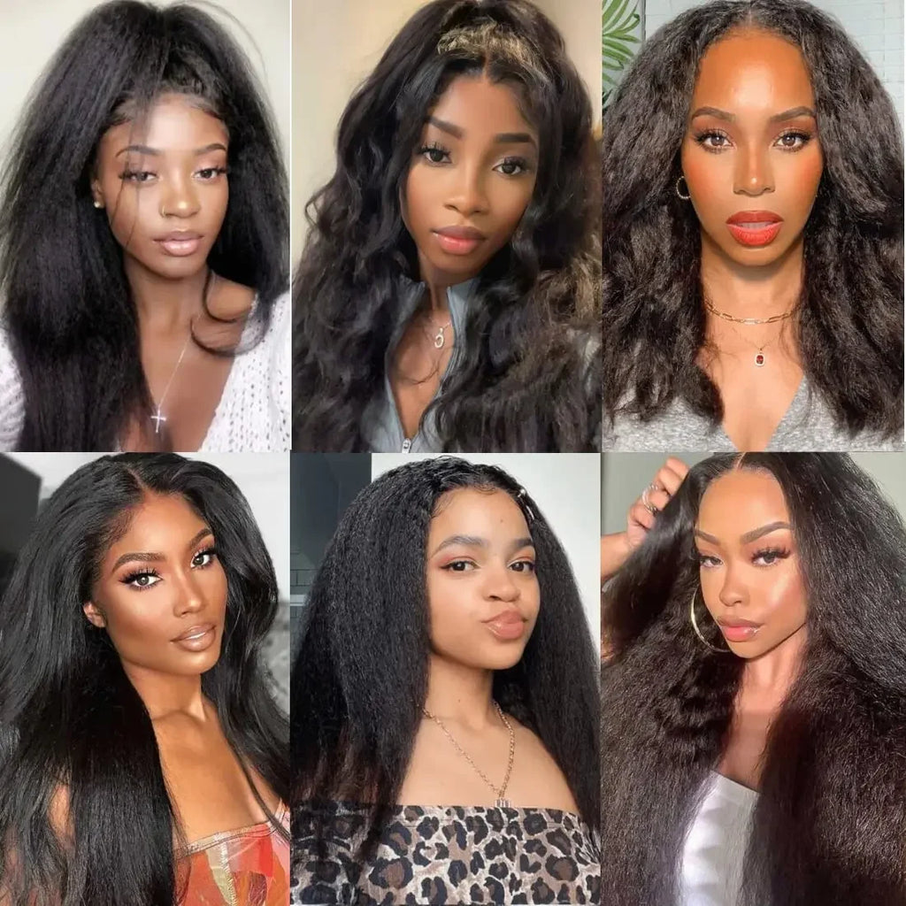 13x6 Kinky Straight Full Lace Front Wig Human Hair Yaki Straight Lace Frontal Wig Brazilian Guleless Wig Pre Plucked For Women