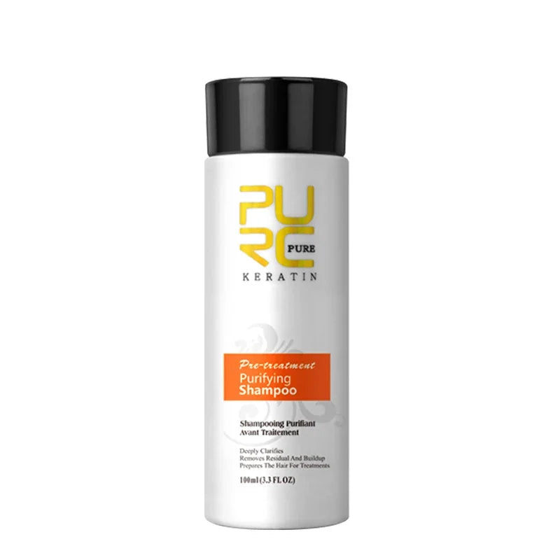 PURC Keratin Pre-Treatment Purifying Shampoo for Brazilian Keratin Hair Straightening, Deep Cleansing, Buildup Removal, Smoothing and Frizz Control, 100ml Bottle