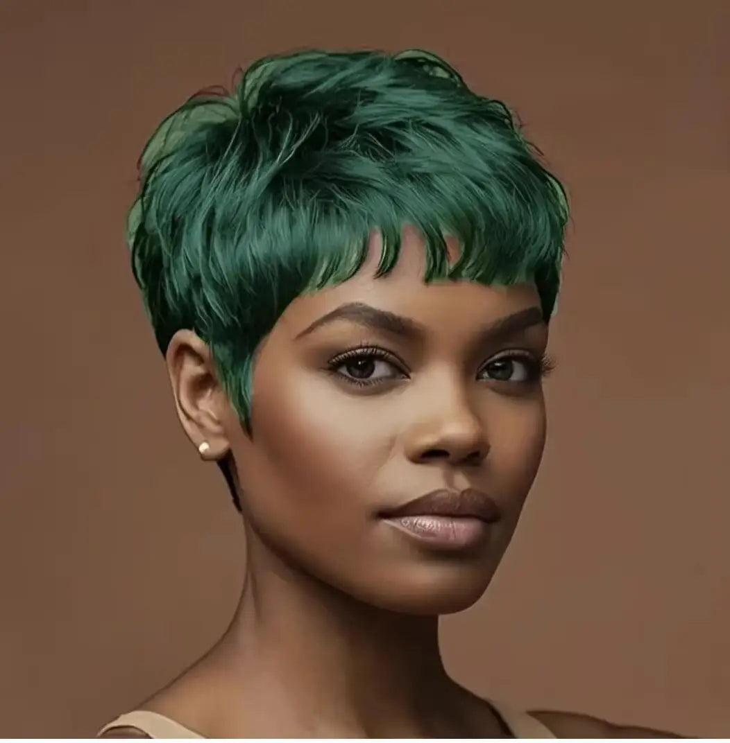 Synthetic short black hair wig Pixie cut wig for Bangs short Fak wig for women party wig short hair*China