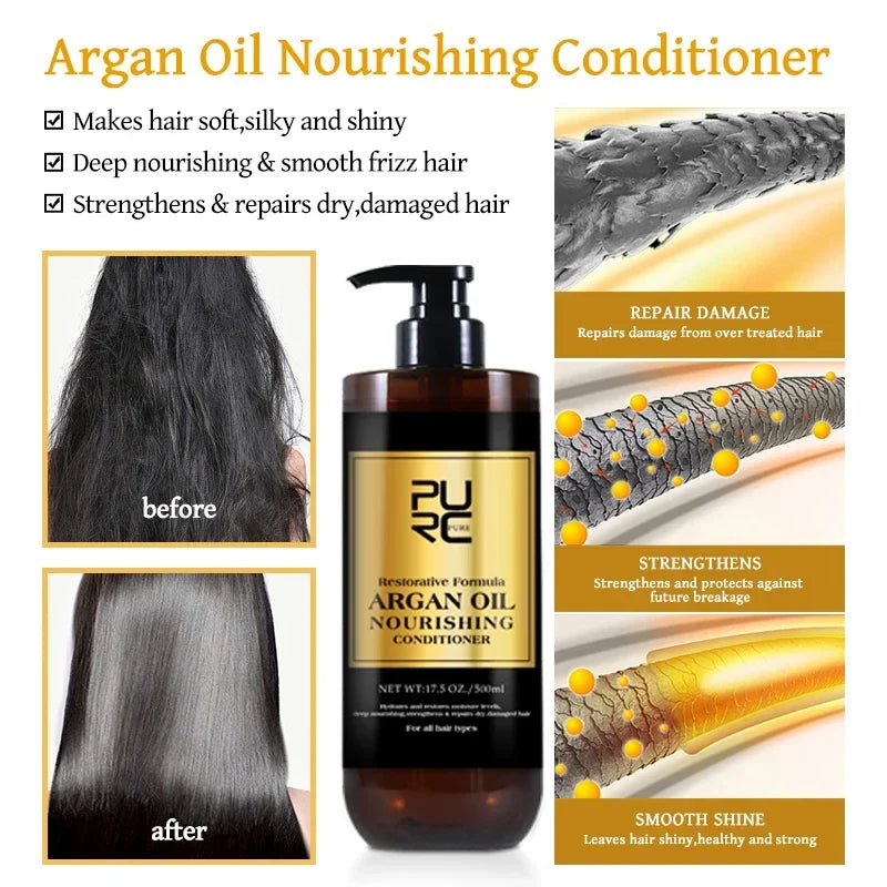 PURC Morocco Set Serum Smoothing Shampoo Conditioner And Repair Hair Mask Anti Dandruff Scalp Anti-Itch Hair Care Products Kit
