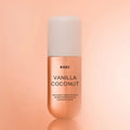KOEC Vanilla Coconut hair and body fragrance mist on a peach background