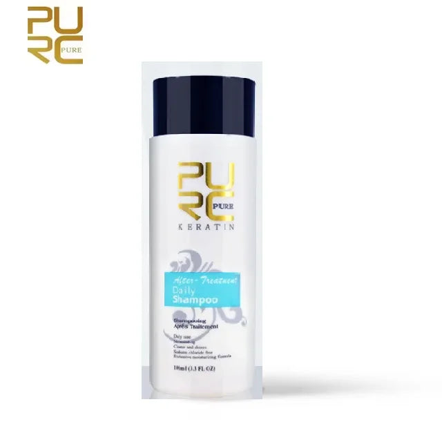PURC Keratin After-Treatment Daily Shampoo for smooth, straight, shiny hair, designed to cleanse and maintain Brazilian keratin-treated, curly, frizzy and damaged hair.