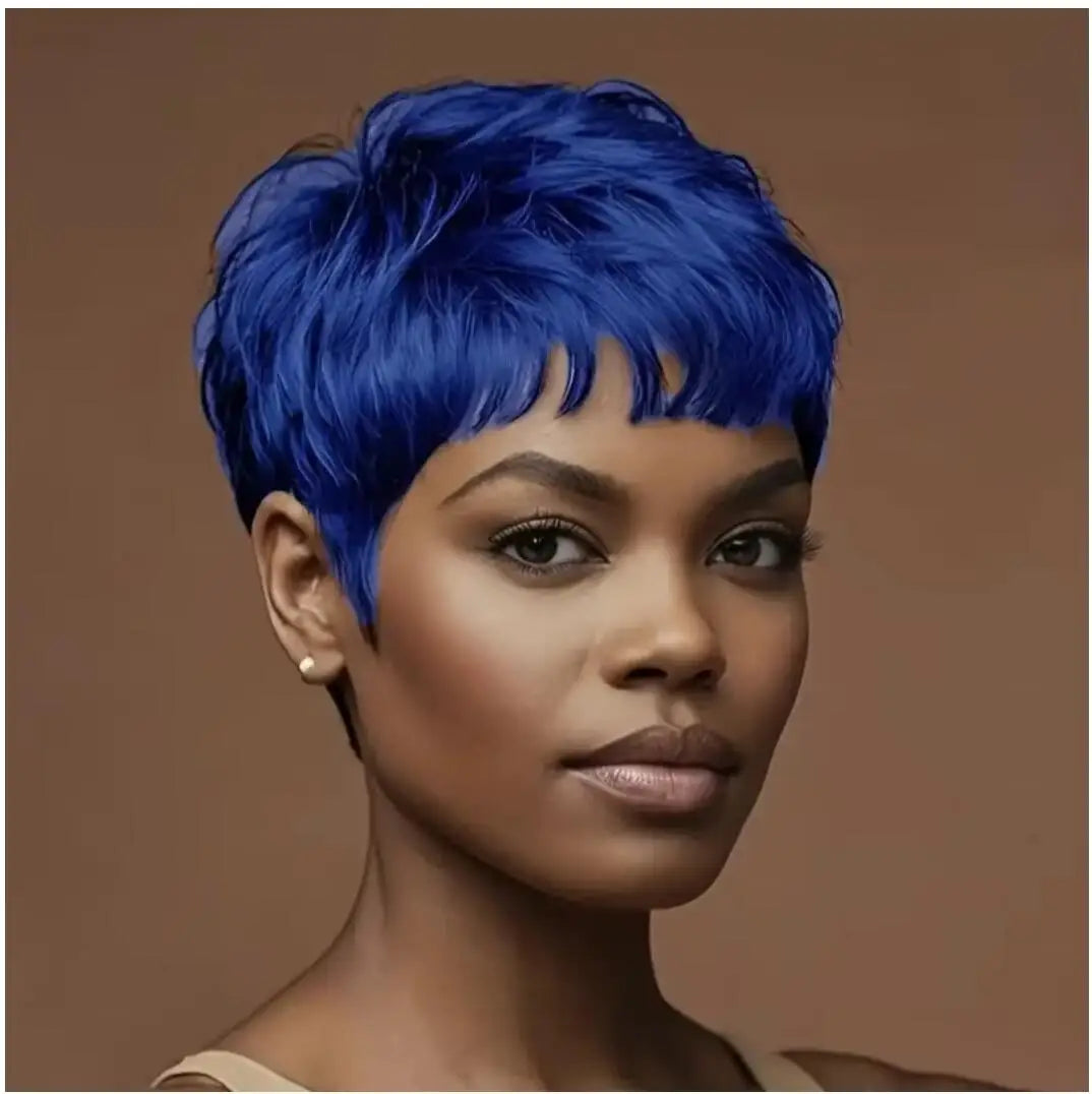Synthetic short black hair wig Pixie cut wig for Bangs short Fak wig for women party wig short hair*China