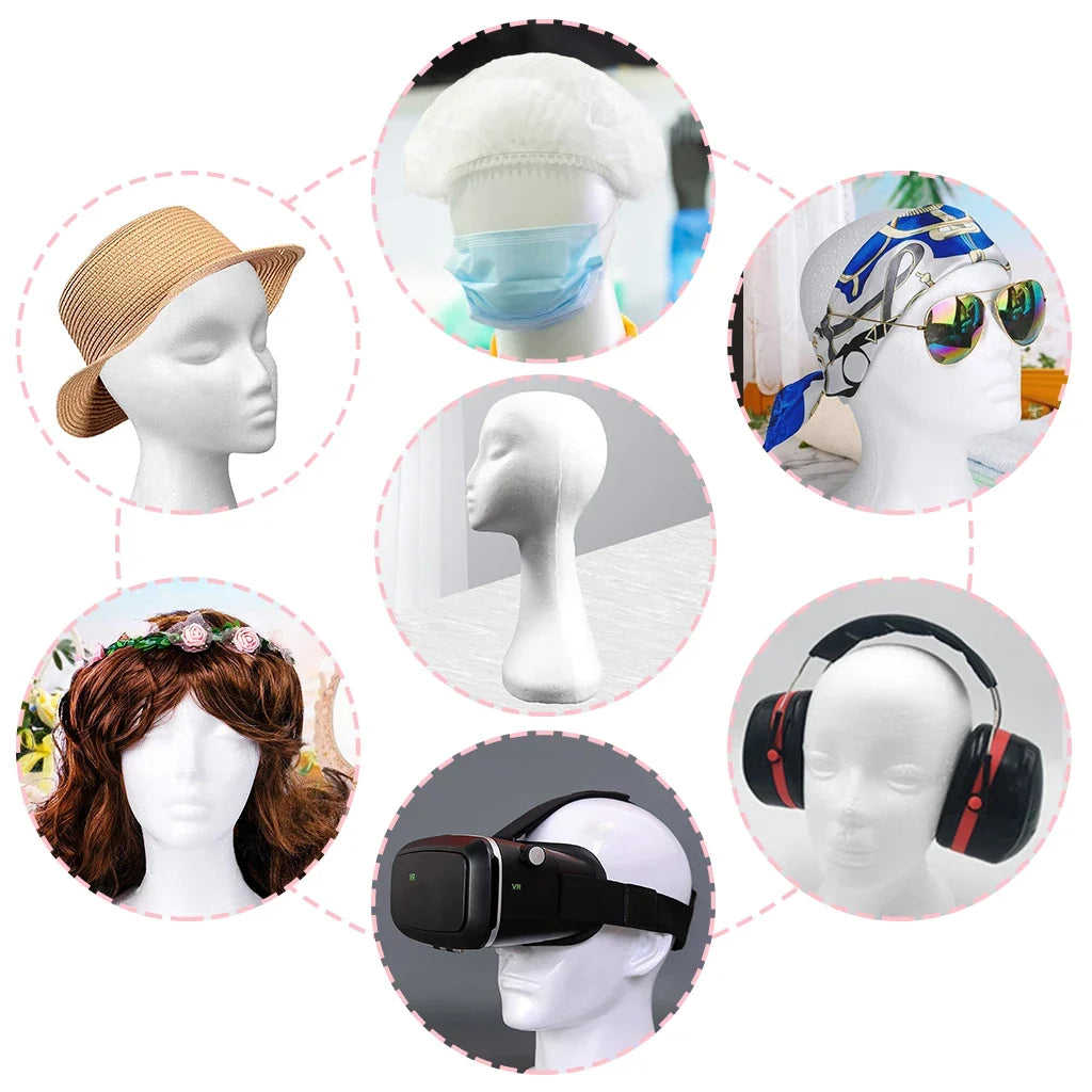 19.5'' Inch Styrofoam Female Wig Head Mannequins Manikin, Style, Model & Display Women's Wigs, Hats & Hairpieces Stand