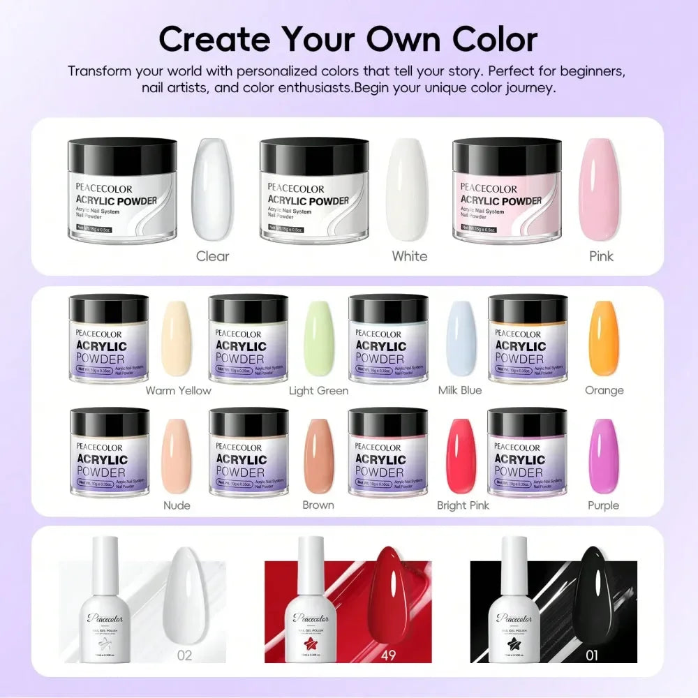 Beginner Acrylic Nail Kit With Mini Lamp And Drill
