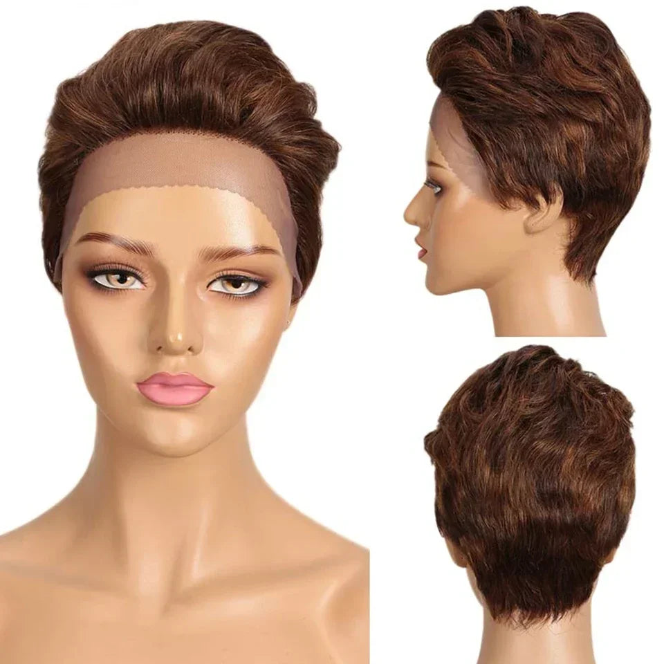Pixie Cut Lace Front Wig | Short Straight Peruvian Human Hair for Black Women