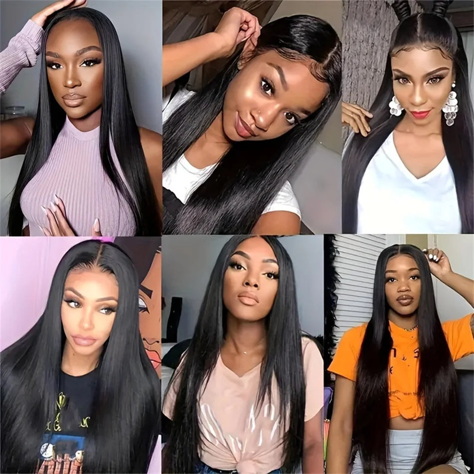 200% Density Glueless 5x5 Straight Lace Closure Wig Human Hair For Women 4x4 HD Transparent Pre Plucked Closure Wigs