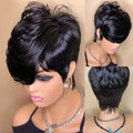 Short Bob Pixie Cut Wigs Straight Natural Color Bob Wig With Bangs Brazilian Virgin Remy Human Hair Wigs Full Machine Made Wigs