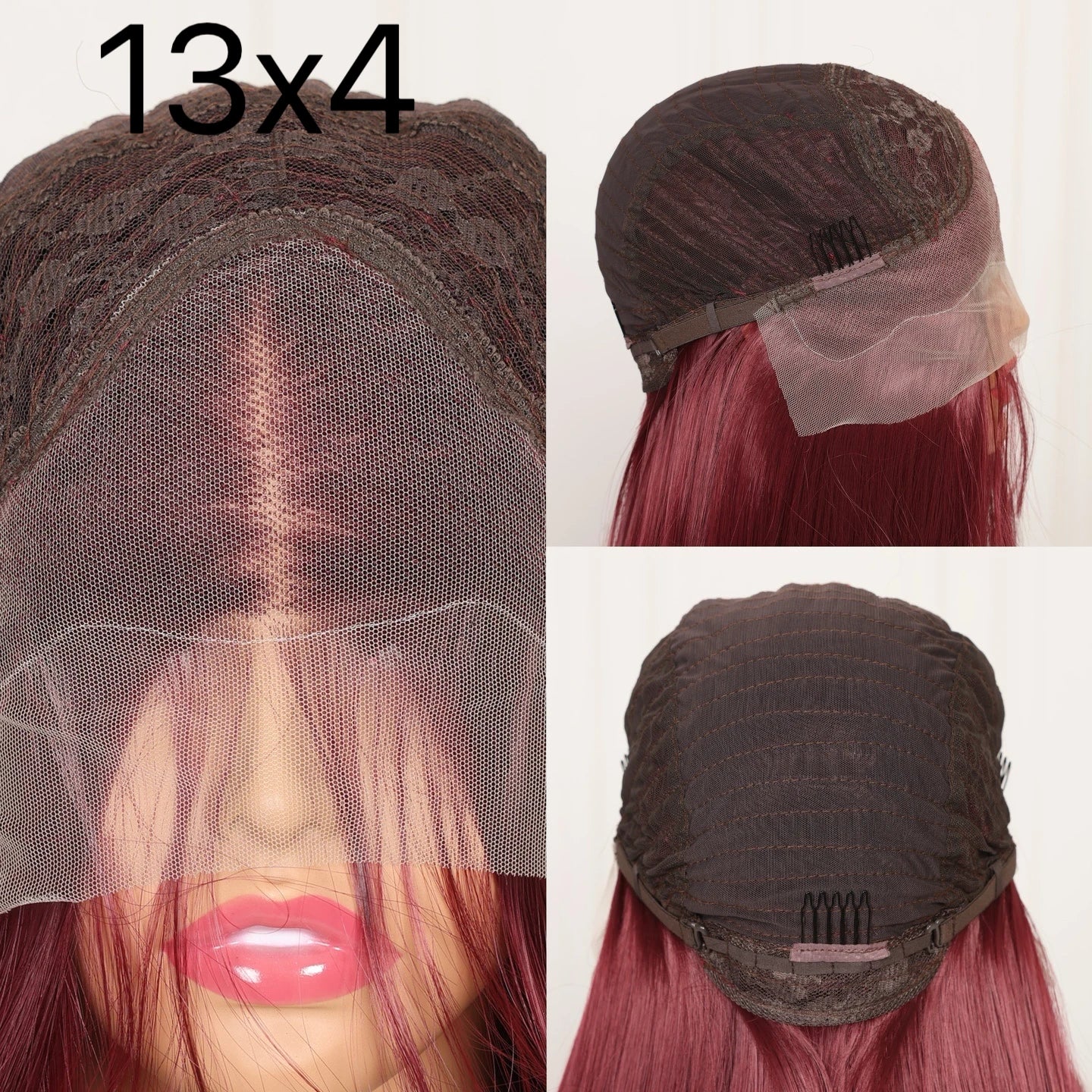 Short Bob Straight 99J Red Burgundy Color Synthetic 13X4 HD Lace Front Wig For Black Women Prepucked With Baby Hair Glueless Wig