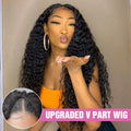 250% V Part Wig Human Hair No Leave Out Upgrade U Part Machine Made Deep Wave Curly Human Hair Wigs For Women 100% High Density