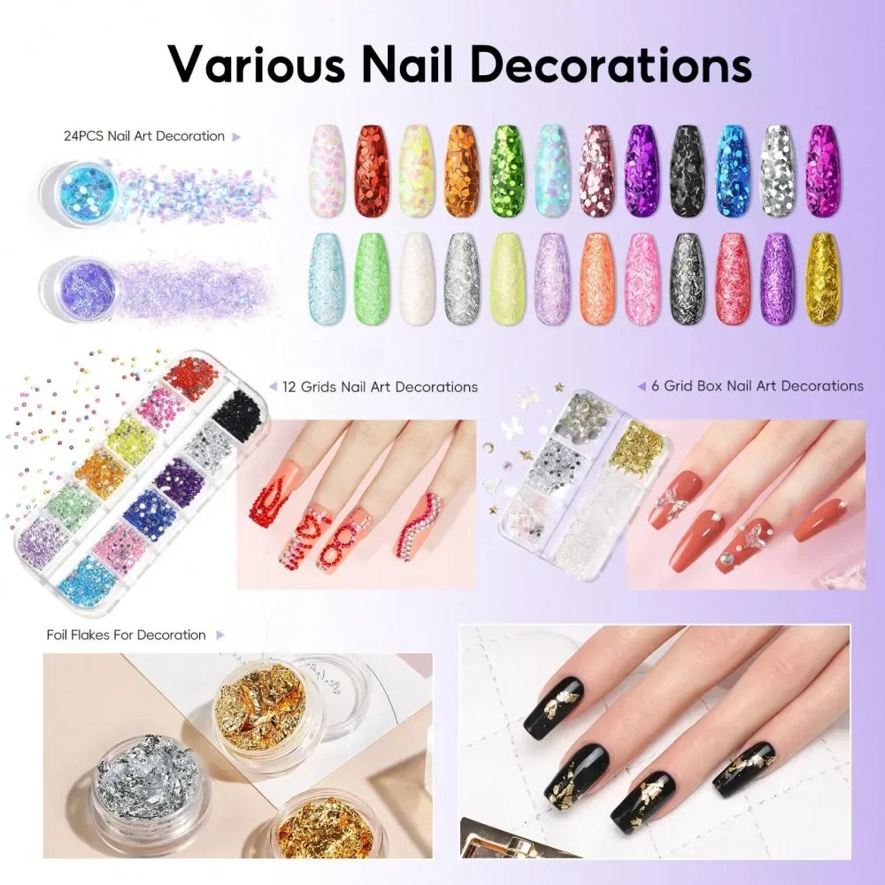 Beginner Acrylic Nail Kit With Mini Lamp And Drill