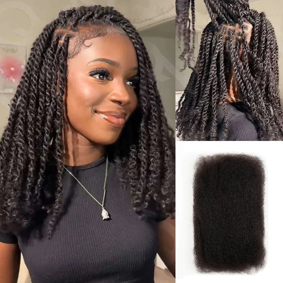 QVR Afro Kinky Bulk Human Hair for Braids & Locs | Virgin Remy Natural Color Extensions