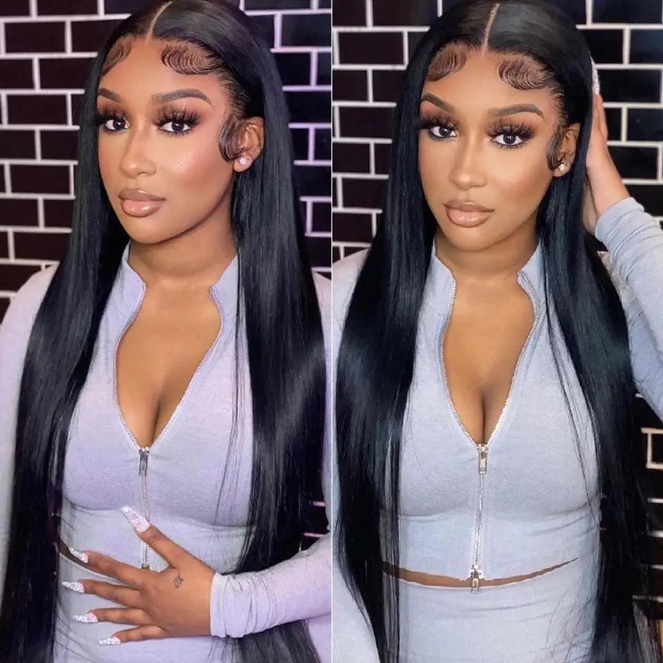Brazilian human hair silk base full lace wig with long silky straight hair, natural scalp, pre-plucked hairline and luxury finish