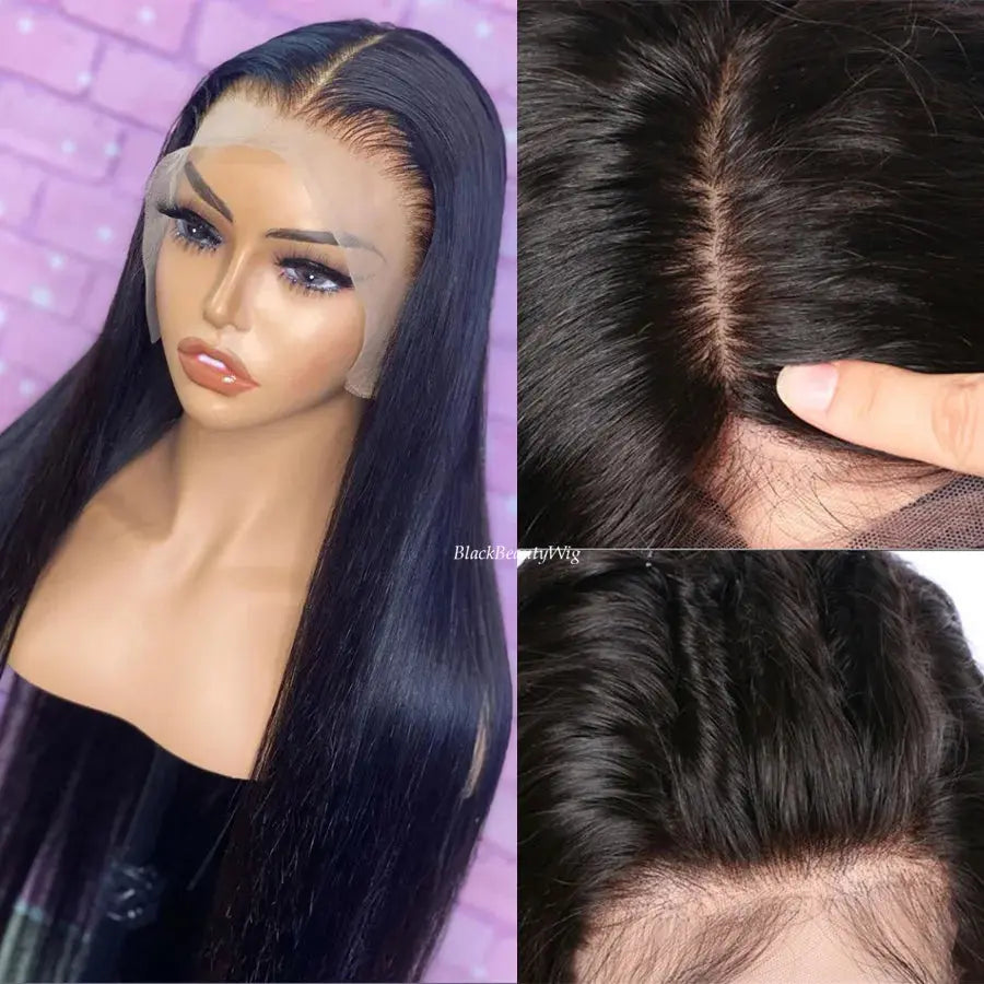 Brazilian Human Hair Silk Base Full Lace Wig Pre Plucked Silky Straight 5x4.5 Silk Top Full Lace Human Hair Wig 130%-180%Density