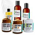 Collection of Batana Oil hair care products on a white background