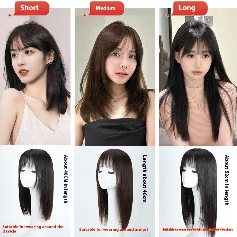 Comparison of different hair length styles with models and mannequin heads.
Product information:
Treatment Process: hand-woven
Efficacy: modify shape
Color: natural color small size 53-54, natural color medium 55-56, natural color plus 57-58, dark brown small size 53-54, dark brown medium 55-56, dark brown plus 57-58
Applicable face type: any face type
Applicable people: Ladies
Hair material: Human hair
Applicable skin color: any skin color
Color classification: 38-42cm Short, 46-48cm medium, 52-54cm long
S