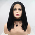 12" Lace Front Synthetic Wig in Black, Mid-Length Straight
