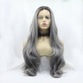 24" Lace Front Synthetic Wig in Gray, Long Wavy
